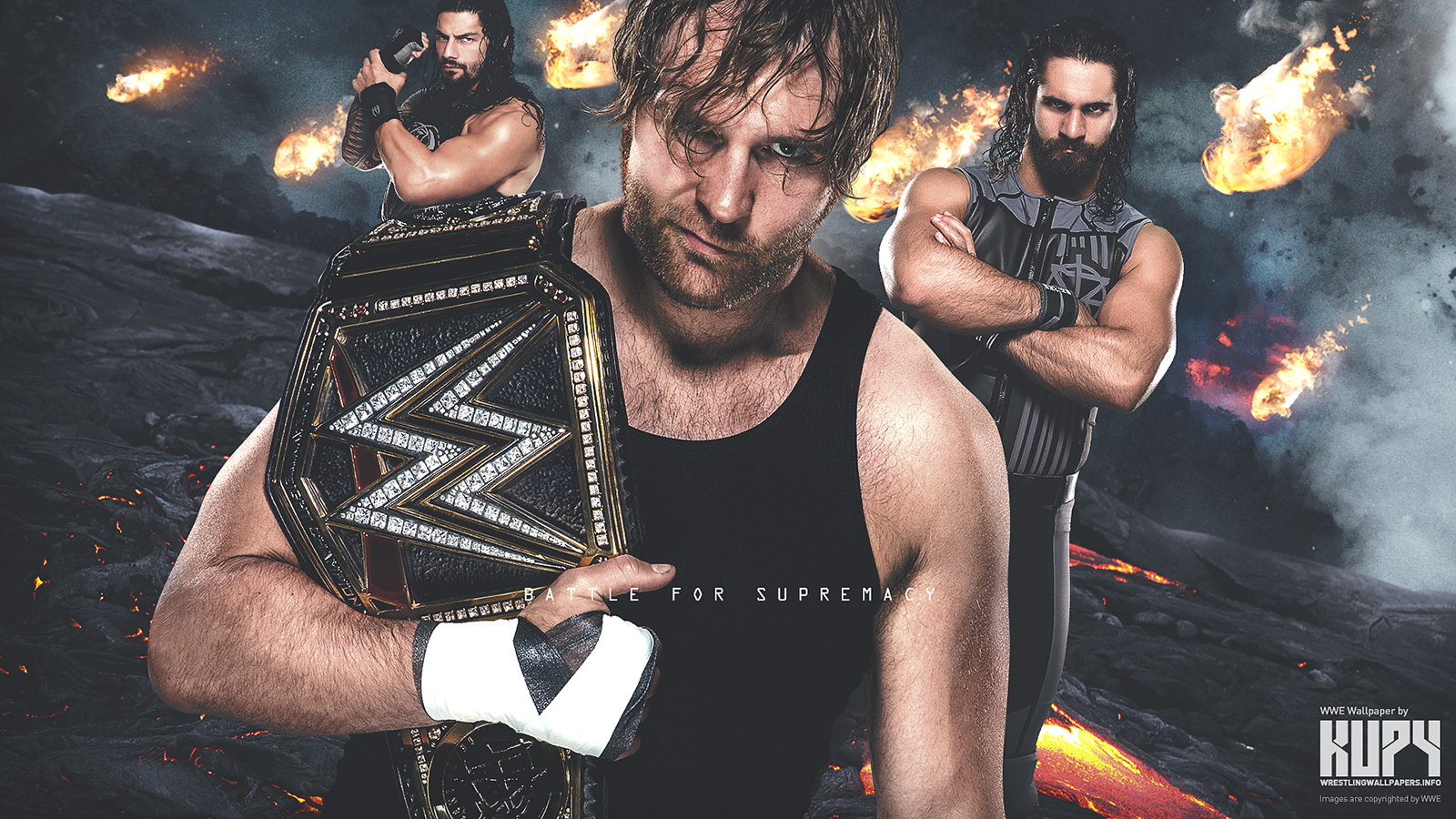 NEW Battle for Supremacy: Dean Ambrose (c) vs. Seth Rollins vs. Roman  Reigns WWE Battleground wallpaper - Kupy Wrestling Wallpapers