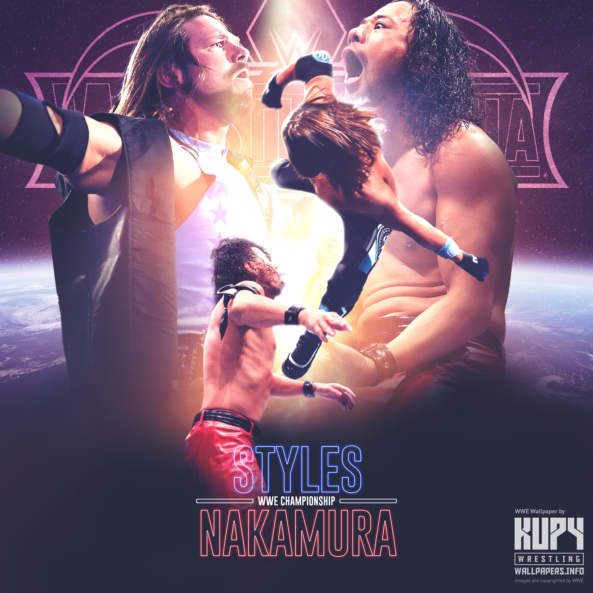 Road to WrestleMania 34: Shinsuke Nakamura vs. AJ Styles WWE Championship  poster & wallpaper! - Kupy Wrestling Wallpapers