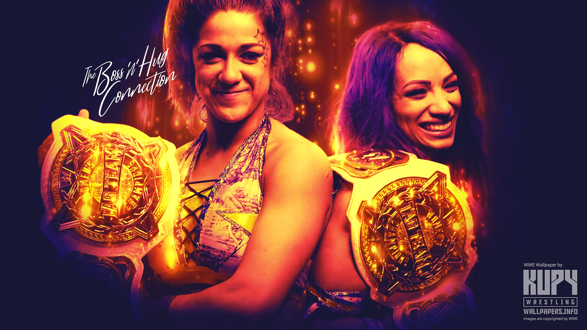 First-ever WWE Women's Tag Team Champions: The Boss 'N' Hug Connection  wallpaper - Kupy Wrestling Wallpapers