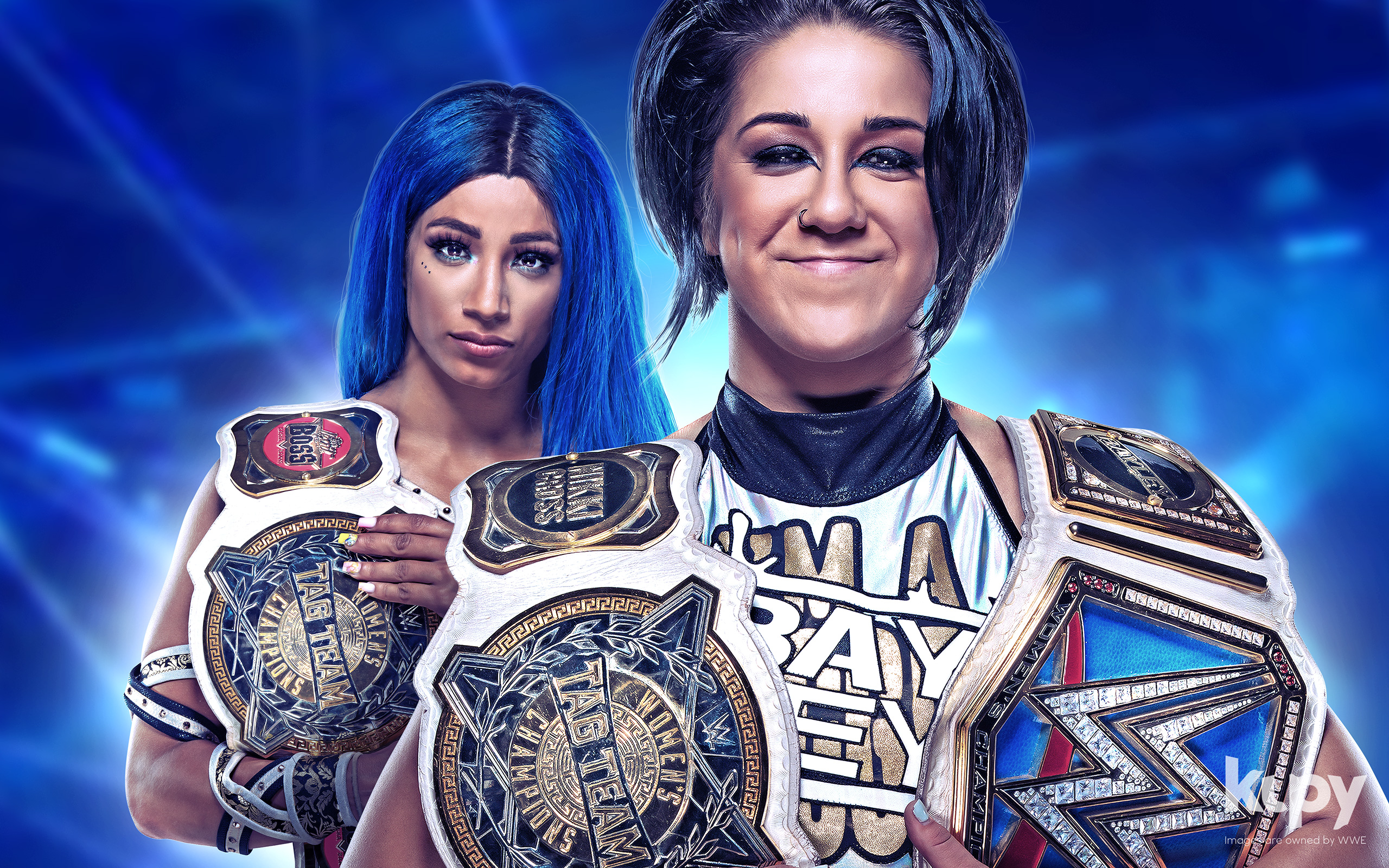NEW WWE Women’s Tag Team Champions Bayley and Sasha Banks wallpaper! 