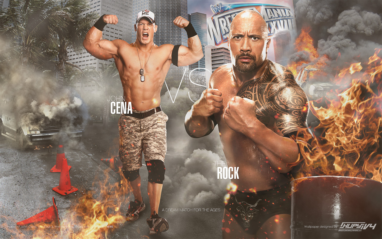 the rock vs john cena wrestlemania 29 wallpaper